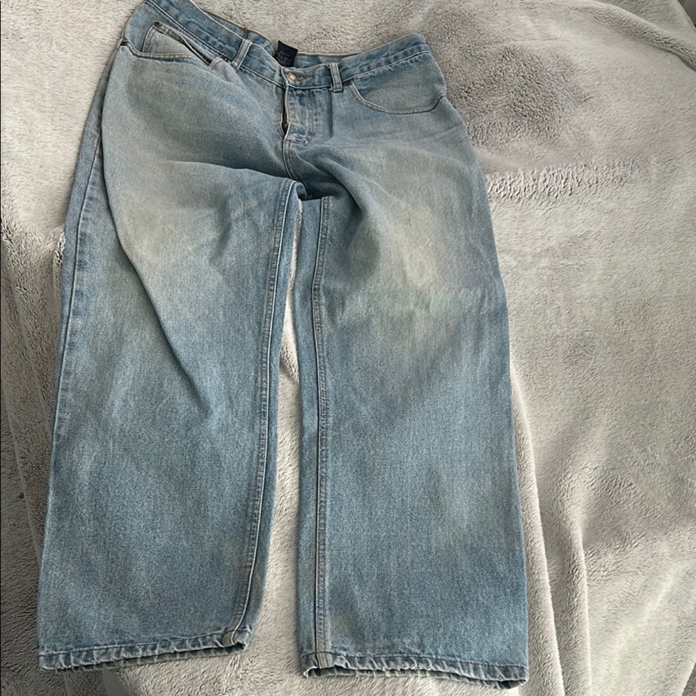 SMITH Blue Relaxed Wide-Leg Jeans